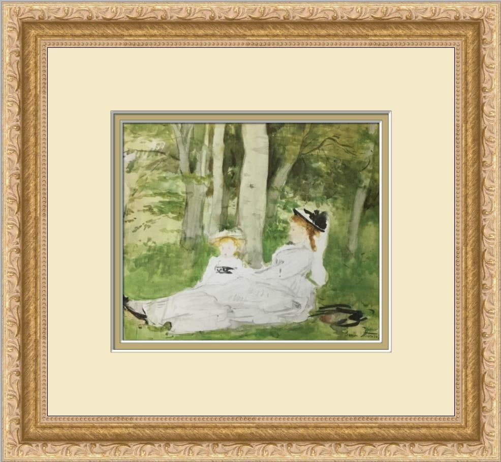 Berthe Morisot At the Edge of the Forest Custom Framed Print: Berthe Morisot At the Edge of the Forest Custom Framed Print This stunning print titled 'At the Edge of the Forest' showcases the beautiful landscape artistry of Berthe Morisot. Professionally custom