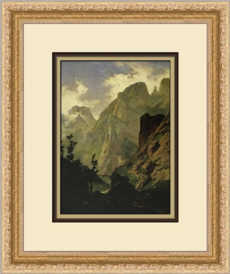 Carlos De Haes The Peaks of Europe Custom Framed Print 14 x 12: Carlos De Haes The Peaks of Europe Custom Framed Print 14 x 12 This stunning custom framed print features the artwork "The Peaks of Europe The Mancorbo Cana" by renowned artist Carlos De Haes. The pie
