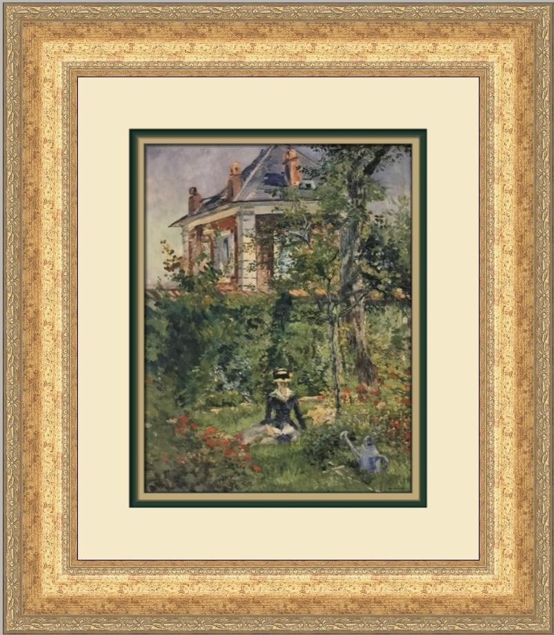 Edouard Manet Mlle Marguerite Custom Framed Print 19x17: Edouard Manet Mlle Marguerite Custom Framed Print 19x17 This exquisite custom framed print features Edouard Manet's renowned artwork "Mlle Marguerite in the Garden at Bellevue." The print is an open e