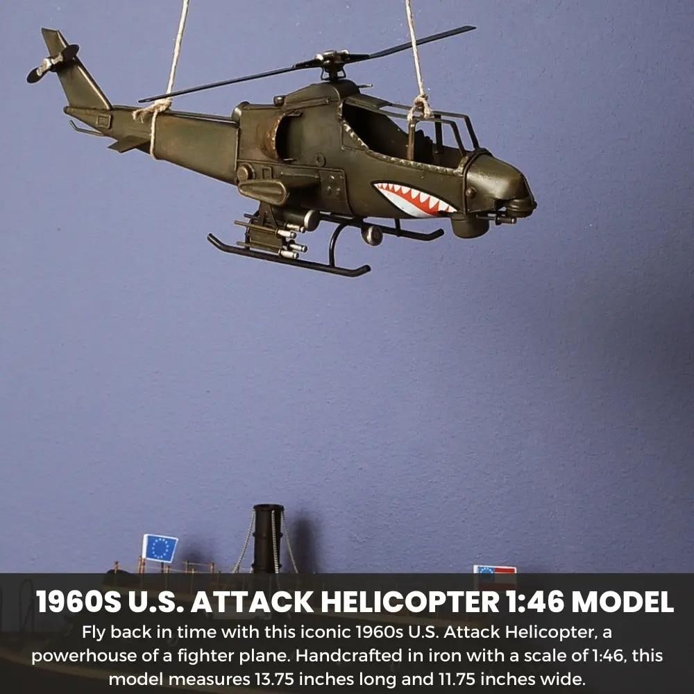 Hand-Crafted 1:16 Scale AH-1 Cobra Militaria Model: Hand-Crafted 1:16 Scale AH-1 Cobra Militaria Model Introducing the AH-1 Cobra 1:16 Scale Iron Collectible, a meticulously hand-crafted model that embodies the vintage style of the iconic 1960s U.S. At