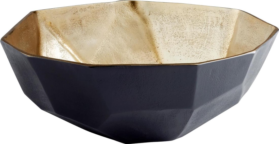 Cyan Radia Modern Matte Black Gold Aluminum Tray 15.5": Cyan Radia Modern Matte Black Gold Aluminum Tray 15.5" Discover the elegance of the Radia Modern Tray, featuring a sophisticated matte black finish complemented by striking gold accents. This versatil