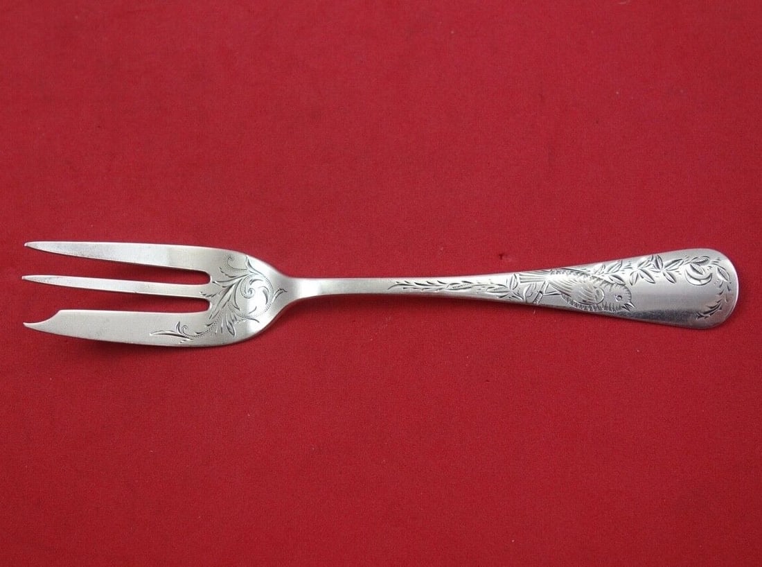 Gorham Nightingale Sterling Silver Pastry Fork 5 3/4 Bright-Cut 3-Tine: Gorham Nightingale Sterling Silver Pastry Fork 5 3/4 Bright-Cut 3-Tine This exquisite pastry fork is part of the renowned Nightingale pattern by Gorham, crafted from high-quality sterling silver. Feat