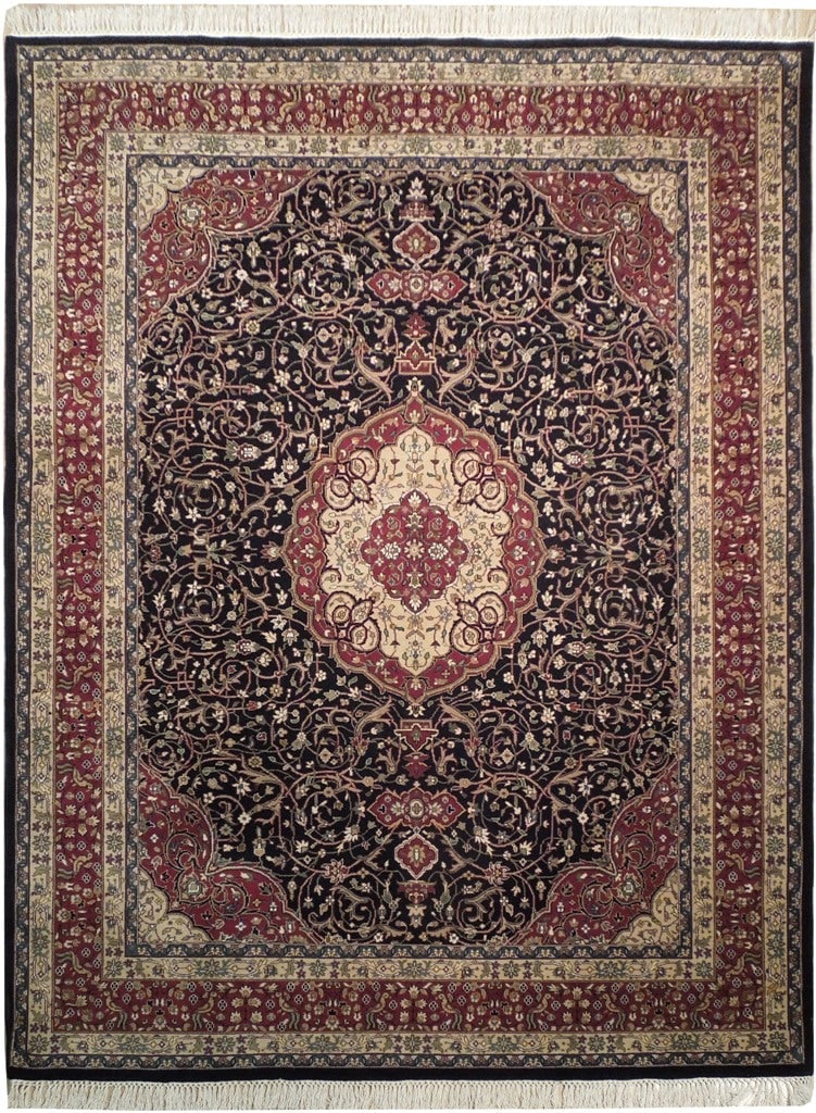 Exquisite 7.10 x 10 Wool Silk Rug Dense Weave: Exquisite 7.10 x 10 Wool Silk Rug Dense Weave Free continental US Shipping Enhance your space with this exquisite 7.10 x 10 wool and silk rug, featuring a dense fine weave that provides durability and