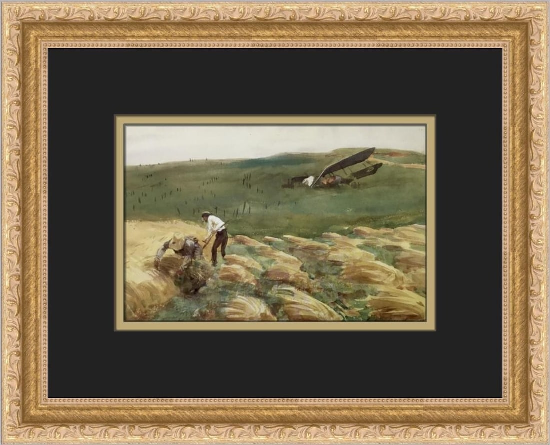 John Singer Sargent Crashed Airplane Custom Framed Art Print 14x11: John Singer Sargent Crashed Airplane Custom Framed Art Print 14x11 This stunning custom framed print titled "Crashed Airplane" by renowned artist John Singer Sargent showcases a unique blend of Expres