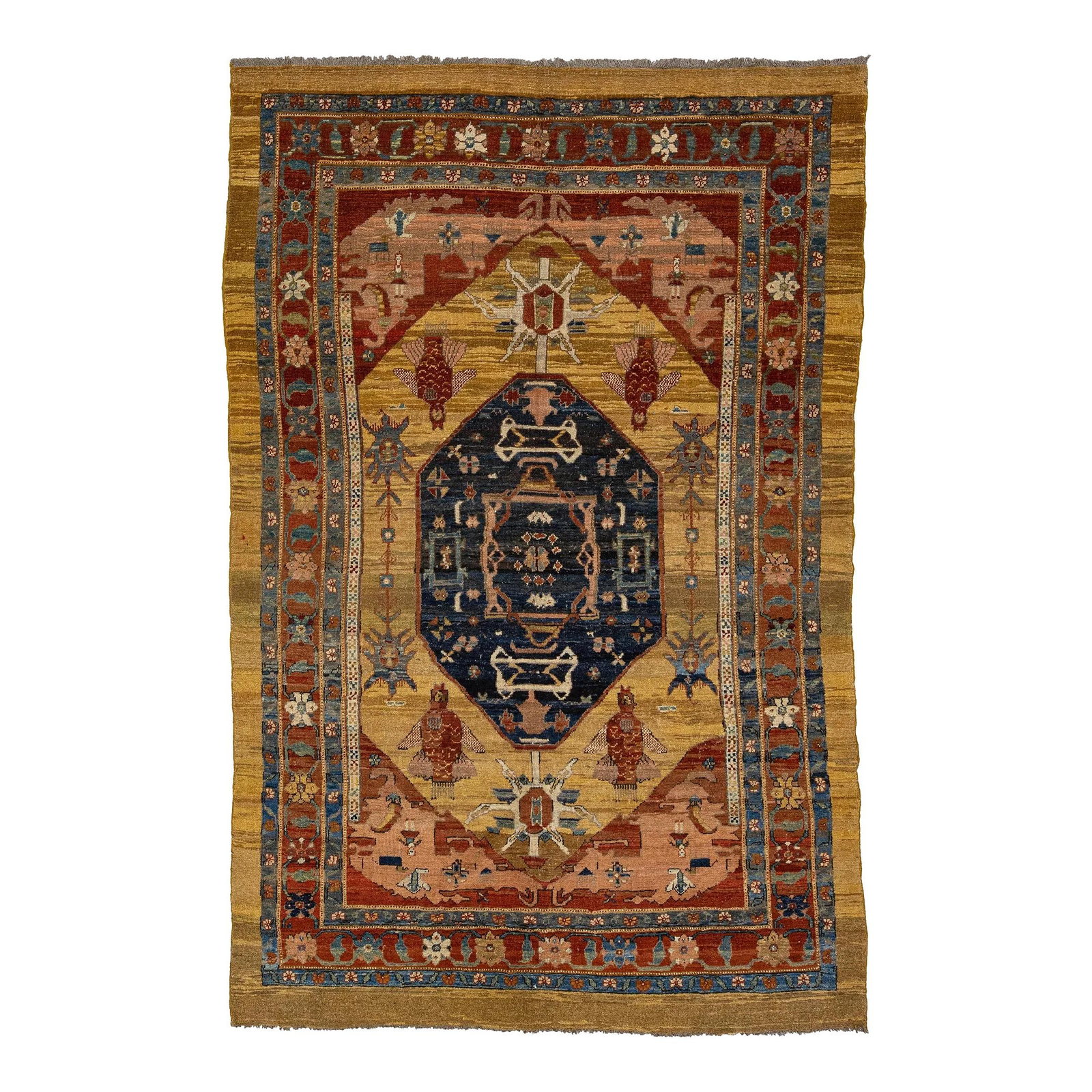 Vintage Bakshaish Hand-Knotted Wool Rug 7' x 11' Medallion Design: Vintage Bakshaish Hand-Knotted Wool Rug 7' x 11' Medallion Design Explore this exquisite vintage Bakshaish hand-knotted wool rug, showcasing a rich tan and brown color palette. The rug features an int