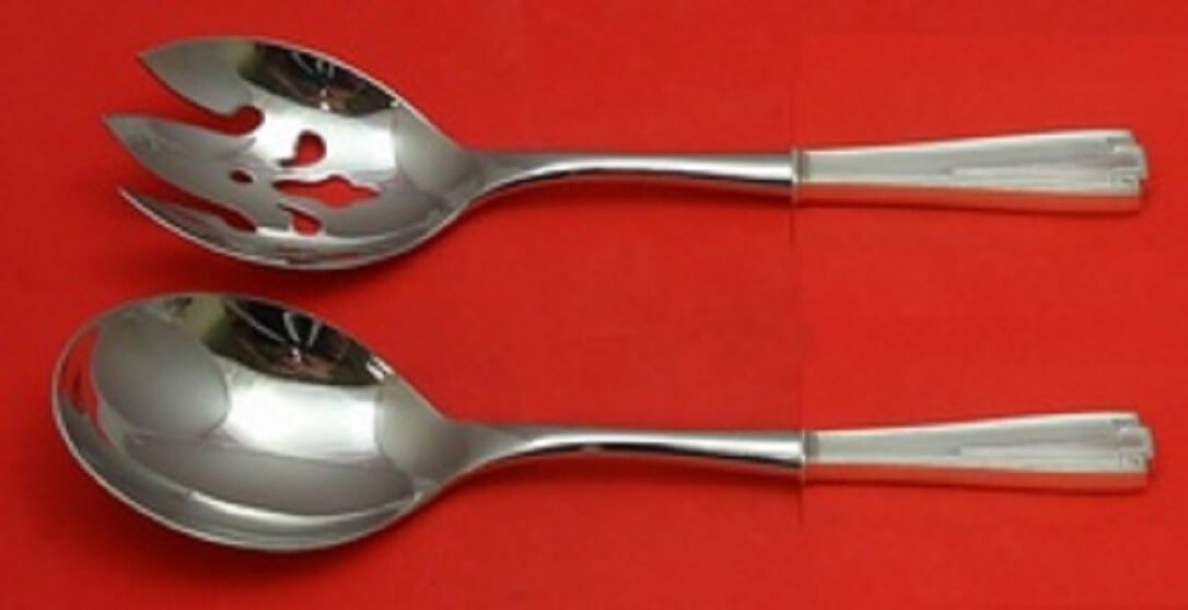 Gorham Etruscan Sterling Silver Salad Serving Set 2pc Custom 10.5": Gorham Etruscan Sterling Silver Salad Serving Set 2pc Custom 10.5" Enhance your dining experience with this elegant 2-piece salad serving set from the Etruscan pattern by Gorham. Crafted from sterling