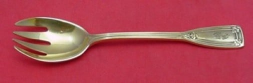 Tiffany & Co. Saint Dunstan Sterling Silver Vermeil Ice Cream Fork 5 5/8": Tiffany & Co. Saint Dunstan Sterling Silver Vermeil Ice Cream Fork 5 5/8" This exquisite ice cream fork from Tiffany & Co. features the elegant Saint Dunstan pattern and is crafted from sterling silve