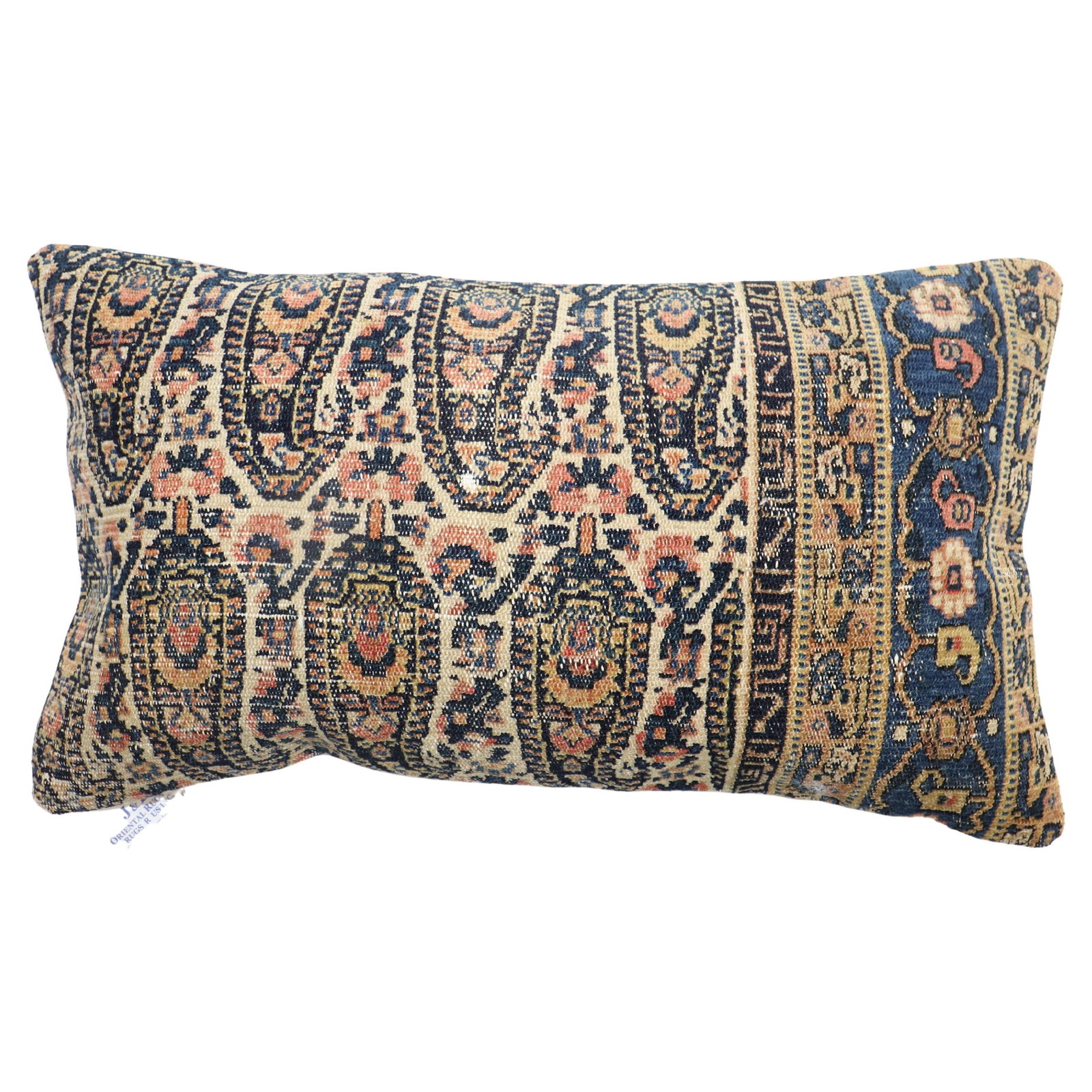 Persian Senneh Bolster Pillow Tabriz Style 13 x 22 in: Persian Senneh Bolster Pillow Tabriz Style 13 x 22 in This exquisite bolster pillow is crafted from a finely woven Persian Senneh rug, showcasing the rich cultural heritage of Tabriz style. Measuring