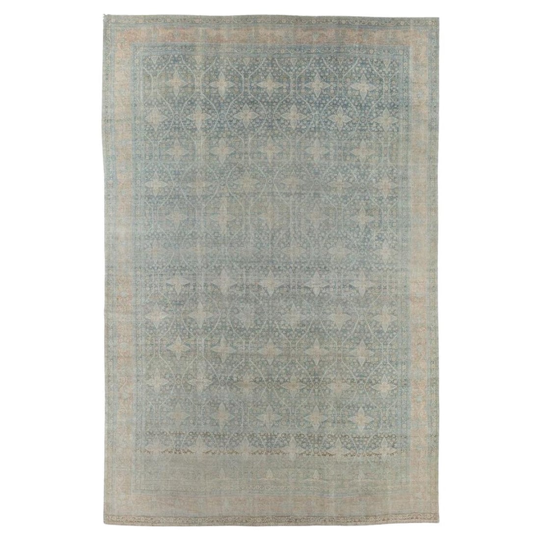 Zabihi Collection Antique Persian Kerman Carpet 12'5 x 18'8 Hand-Knotted Wool: Zabihi Collection Antique Persian Kerman Carpet 12'5 x 18'8 Hand-Knotted Wool Discover the beauty of this exquisite oversize antique Persian Kerman carpet, featuring a stunning all-over floral design