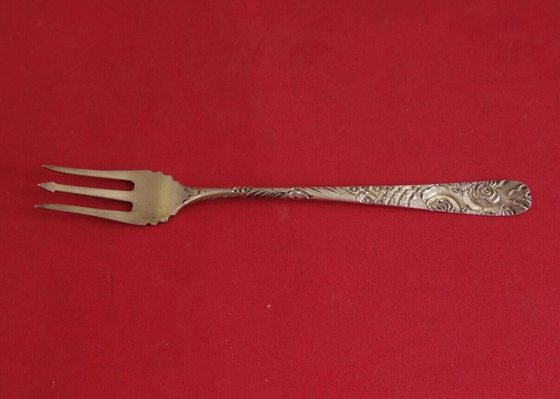 Repousse Sterling Silver Pickle Fork Anniversary Engraved 1886 5 3/4": Repousse Sterling Silver Pickle Fork Anniversary Engraved 1886 5 3/4" This exquisite pickle fork is crafted from sterling silver and features the elegant Repousse pattern by various makers. With a len