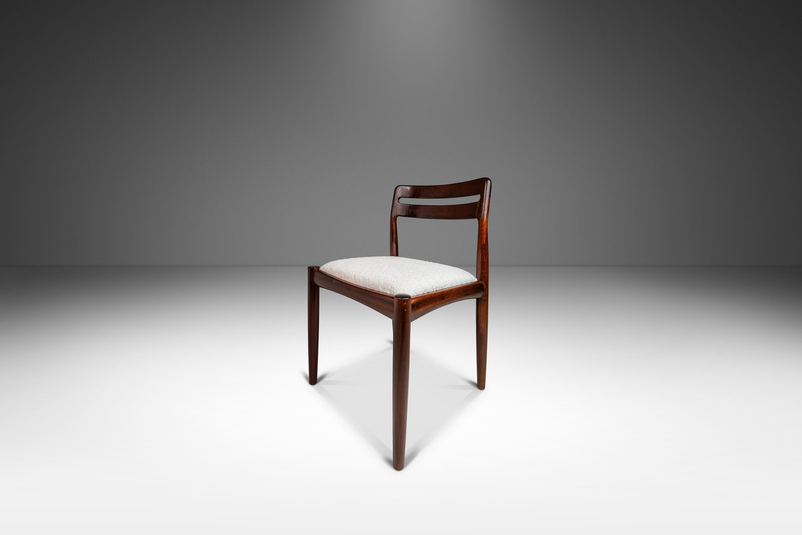 Rare H.W. Klein Model 382 Dining Chair in Mahogany & Boucle for Bramin Mobler 1960s: Rare H.W. Klein Model 382 Dining Chair in Mahogany & Boucle for Bramin Mobler 1960s This exquisite Danish Modern Model 382 dining chair is a versatile piece that can serve as an accent chair or desk c