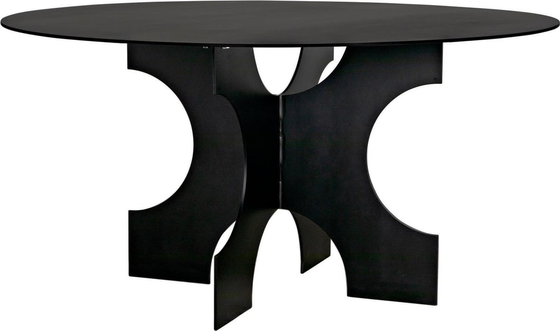 Noir Matte Black Industrial Dining Table Steel Pedestal Base (1 of 5)