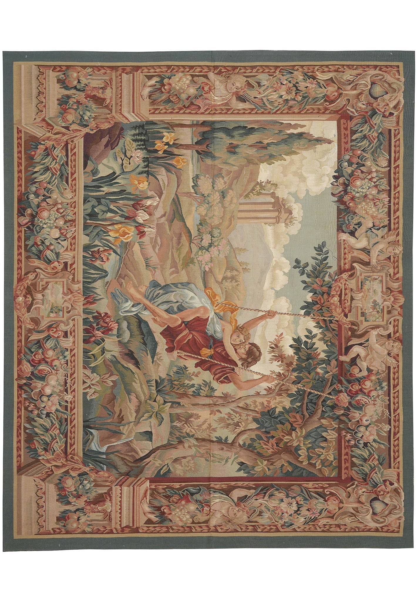 6 x 7.5 Foot Handmade Romantic Pictorial Tapestry Wall Hanging Rug: 6 x 7.5 Foot Handmade Romantic Pictorial Tapestry Wall Hanging Rug Free continental US Shipping This 6 x 7.5 foot pictorial tapestry hanging rug showcases a handcrafted design featuring romantic scene
