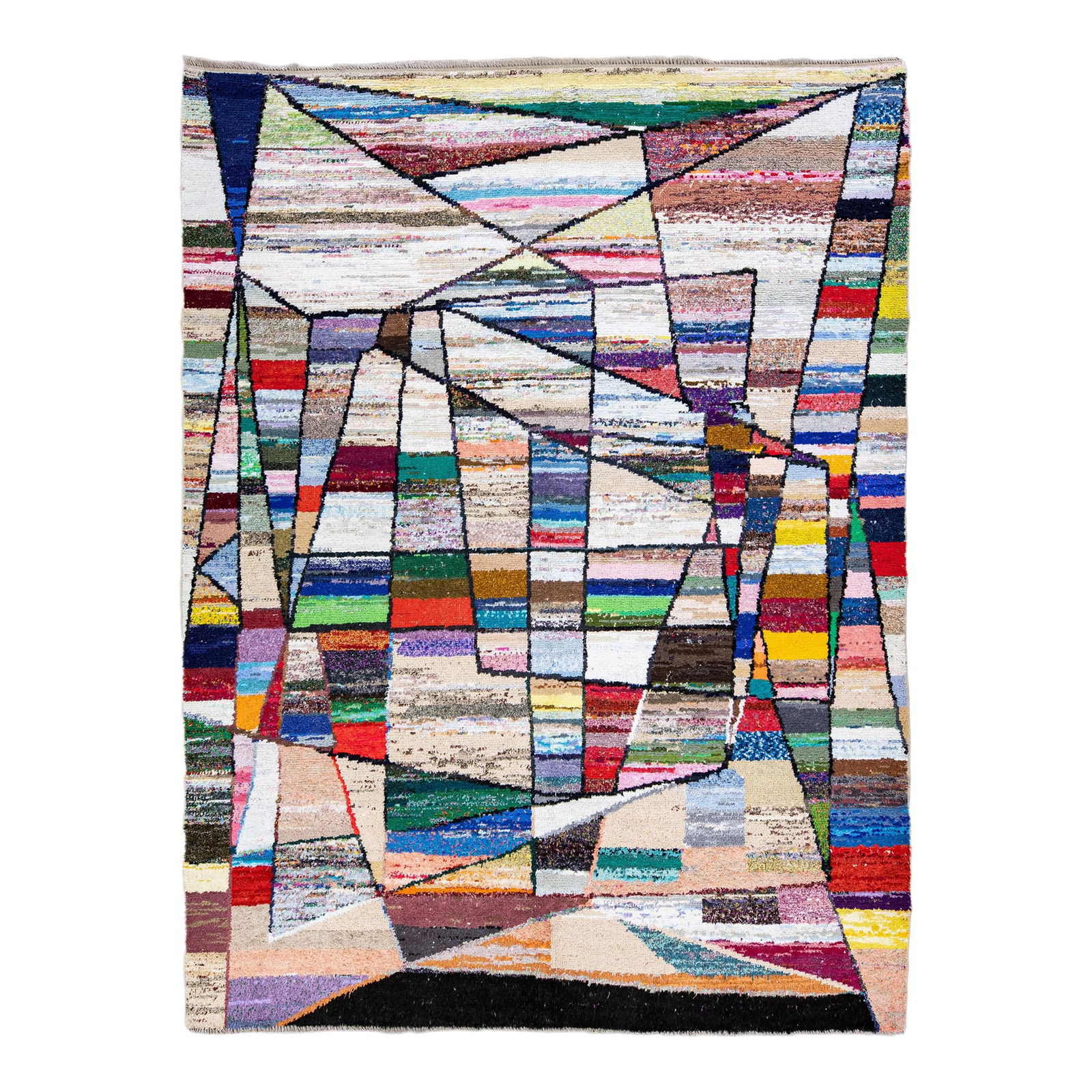 Vintage Tulu Wool Rug Multicolor Geometric Design 9'10 x 13'4: Vintage Tulu Wool Rug Multicolor Geometric Design 9'10 x 13'4 This stunning Vintage Tulu handmade wool rug features a vibrant multicolor field adorned with an intricate all-over geometric abstract des