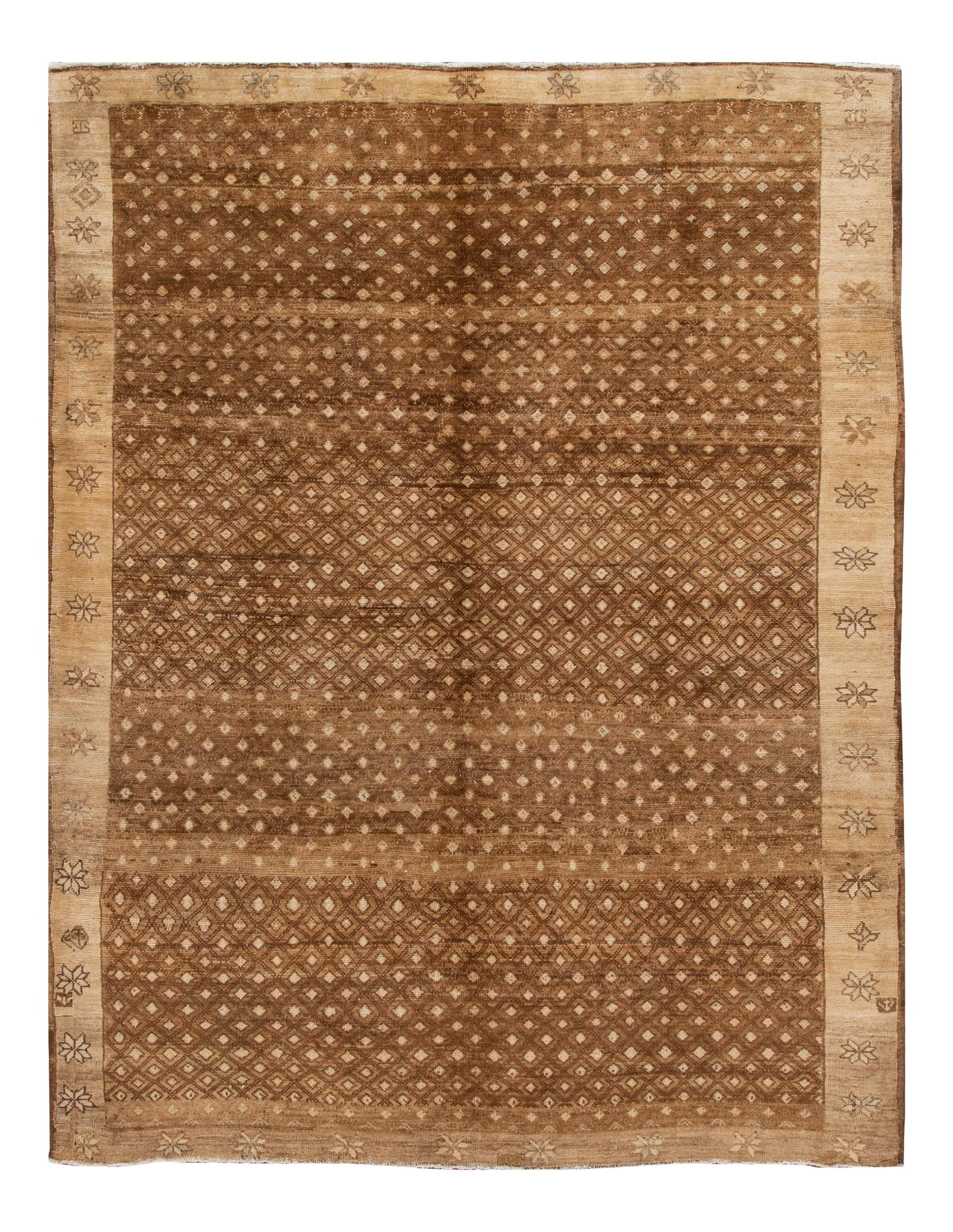 1950s Vintage Turkish Anatolian Kars Hand-Knotted Wool Rug 8'1" x 10'4": 1950s Vintage Turkish Anatolian Kars Hand-Knotted Wool Rug 8'1" x 10'4" This exquisite mid-20th century vintage Turkish Anatolian Kars rug features a hand-knotted wool construction, showcasing a stunn