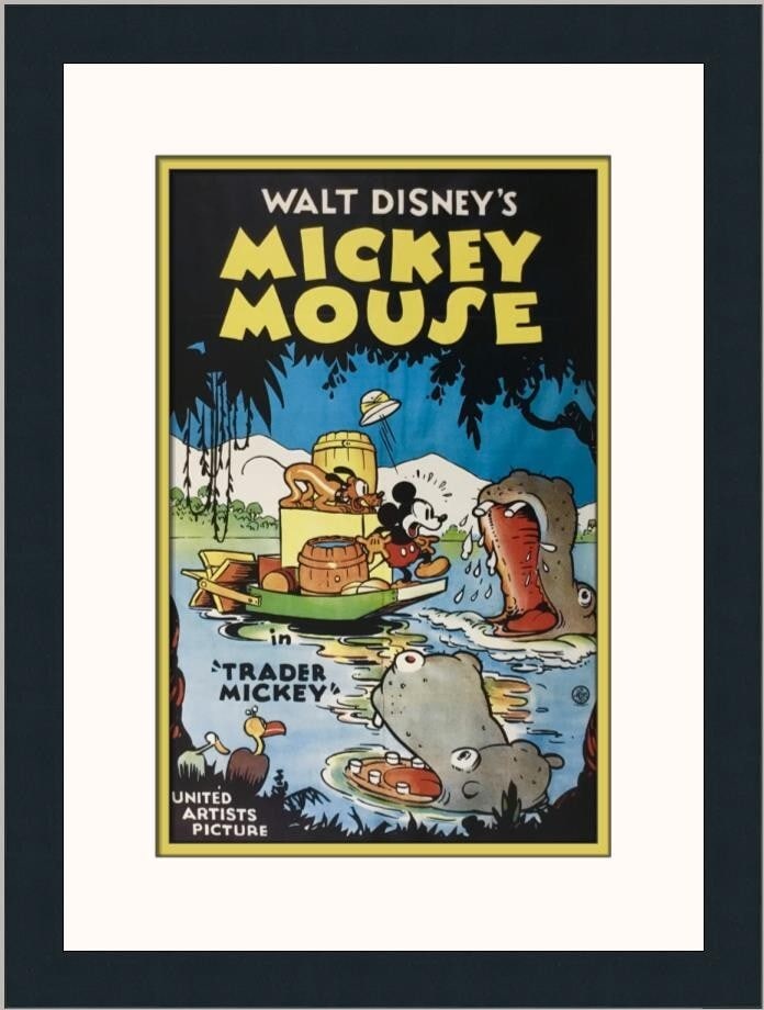 Disney Trader Mickey Custom Framed Print 1992 18 x 14 Inches (1 of 2)