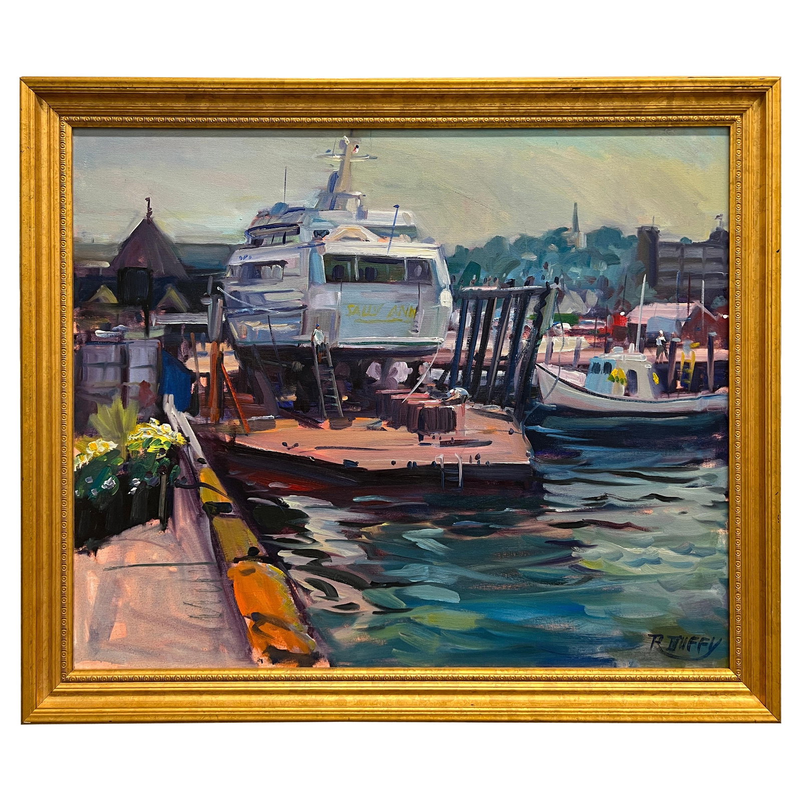 Robert Duffy Newport Harbor Impressionist Oil on Canvas 28 x 34 (1 of 6)