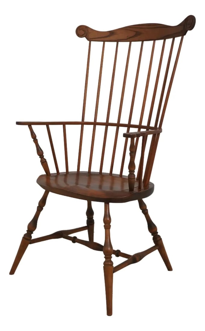 Thomas Henry Handcrafted Windsor Fan Back Armchair Brown Wood (1 of 10)