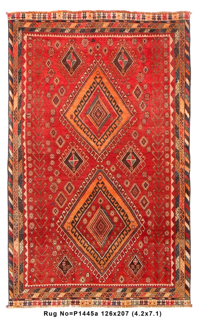 4.2 x 6.9 Semi-Antique Persian Afshar Tribal Area Rug Wool Geometric Design (1 of 8)
