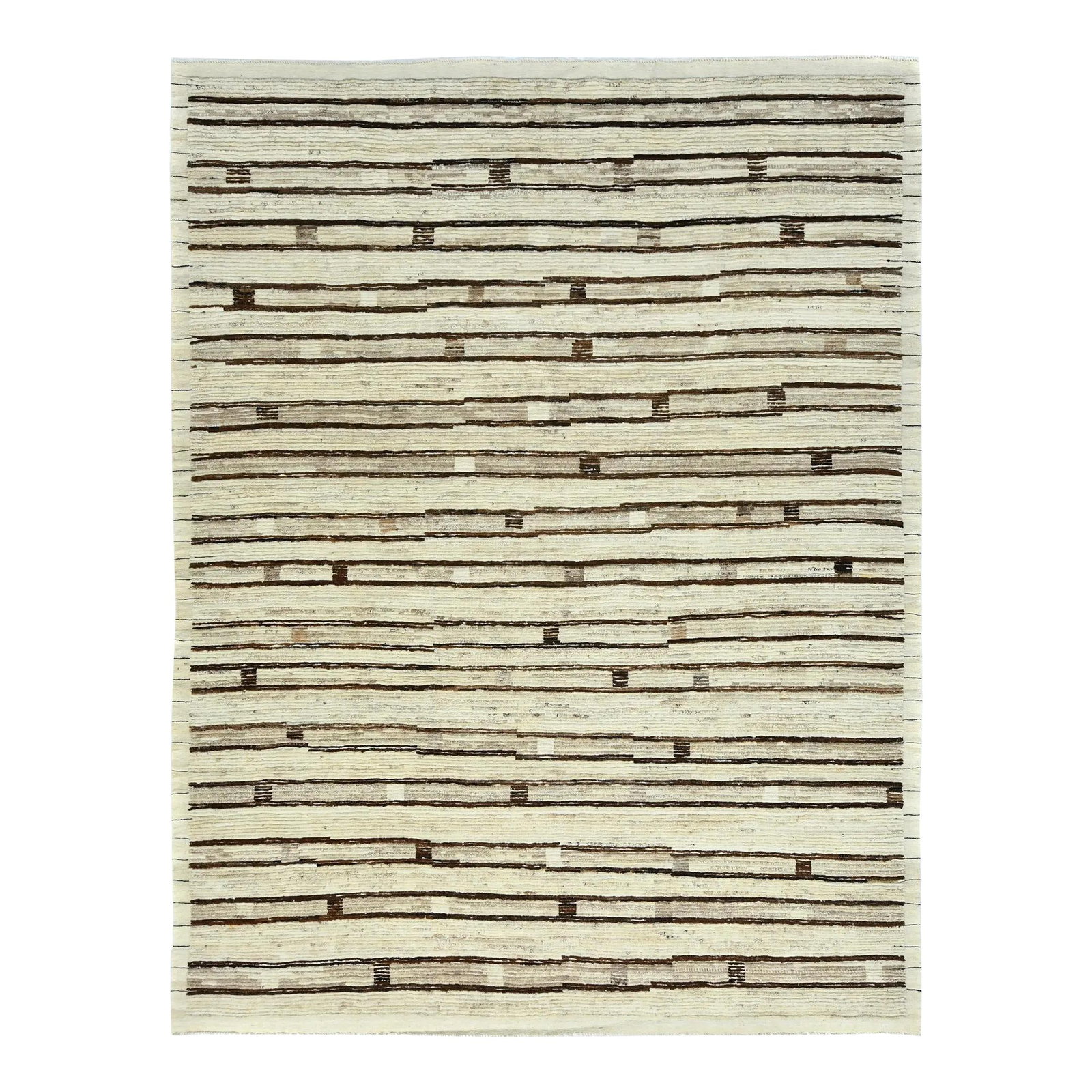 Beige Brown Geometric Moroccan Handmade Wool Rug 9'1 x 12' (1 of 4)