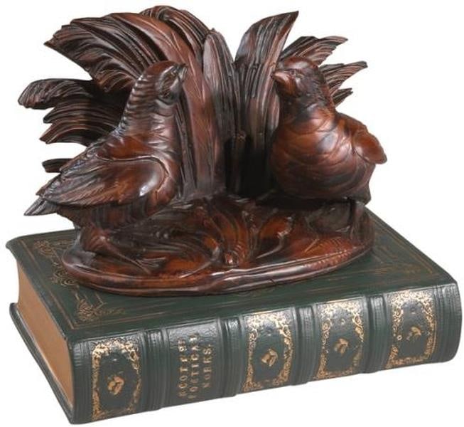 Hand-Cast Lodge Style Resin Quail Sculpture 6H 7W 5D (1 of 1)