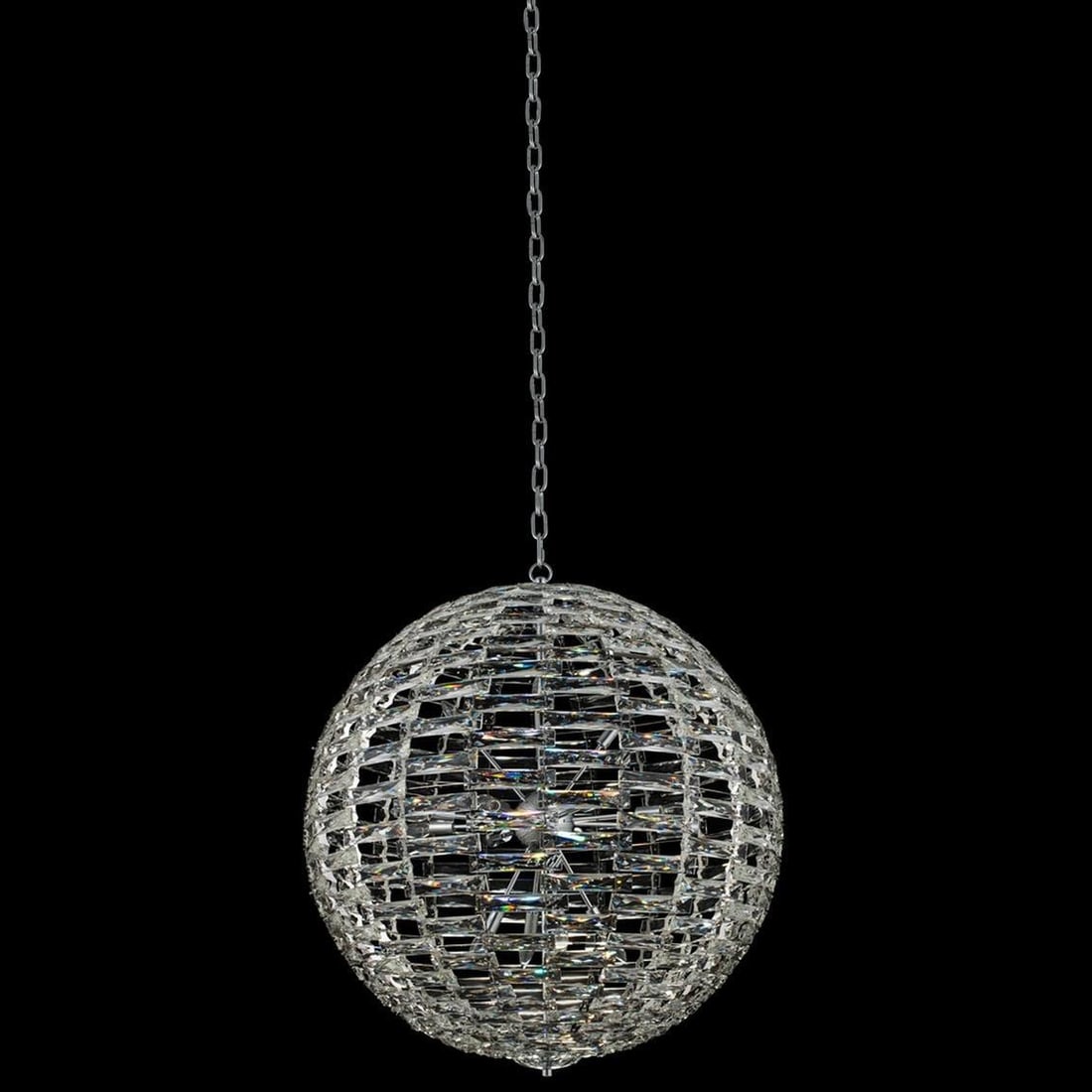 Kalco Alta Crystal Orb Pendant Light Polished Chrome 12 Bulb Dimmable: Kalco Alta Crystal Orb Pendant Light Polished Chrome 12 Bulb Dimmable Illuminate your space with the stunning Alta Crystal & Chrome Orb Pendant Light. This contemporary-style pendant features a captiv