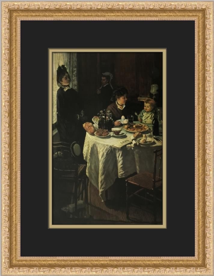 Claude Monet The Luncheon Custom Framed Print 16 x 13 Portrait: Claude Monet The Luncheon Custom Framed Print 16 x 13 Portrait This exquisite custom framed print features Claude Monet's renowned artwork "The Luncheon." Measuring 16 in height and 13 in length, this