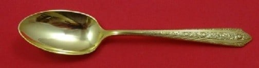 Wallace Normandie Vermeil Sterling Silver Teaspoon 6 1/8 Inches: Wallace Normandie Vermeil Sterling Silver Teaspoon 6 1/8 Inches This exquisite teaspoon, measuring 6 1/8 inches, is crafted from sterling silver and features the elegant Normandie vermeil (gold) patte