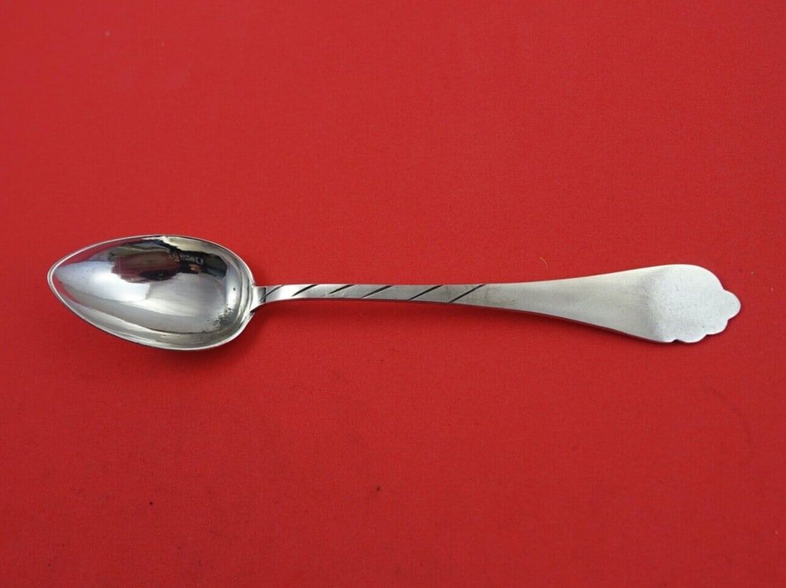 Russian Sterling Silver Teaspoon 875 Brite-Cut Design 5 3/4 in (1 of 2)