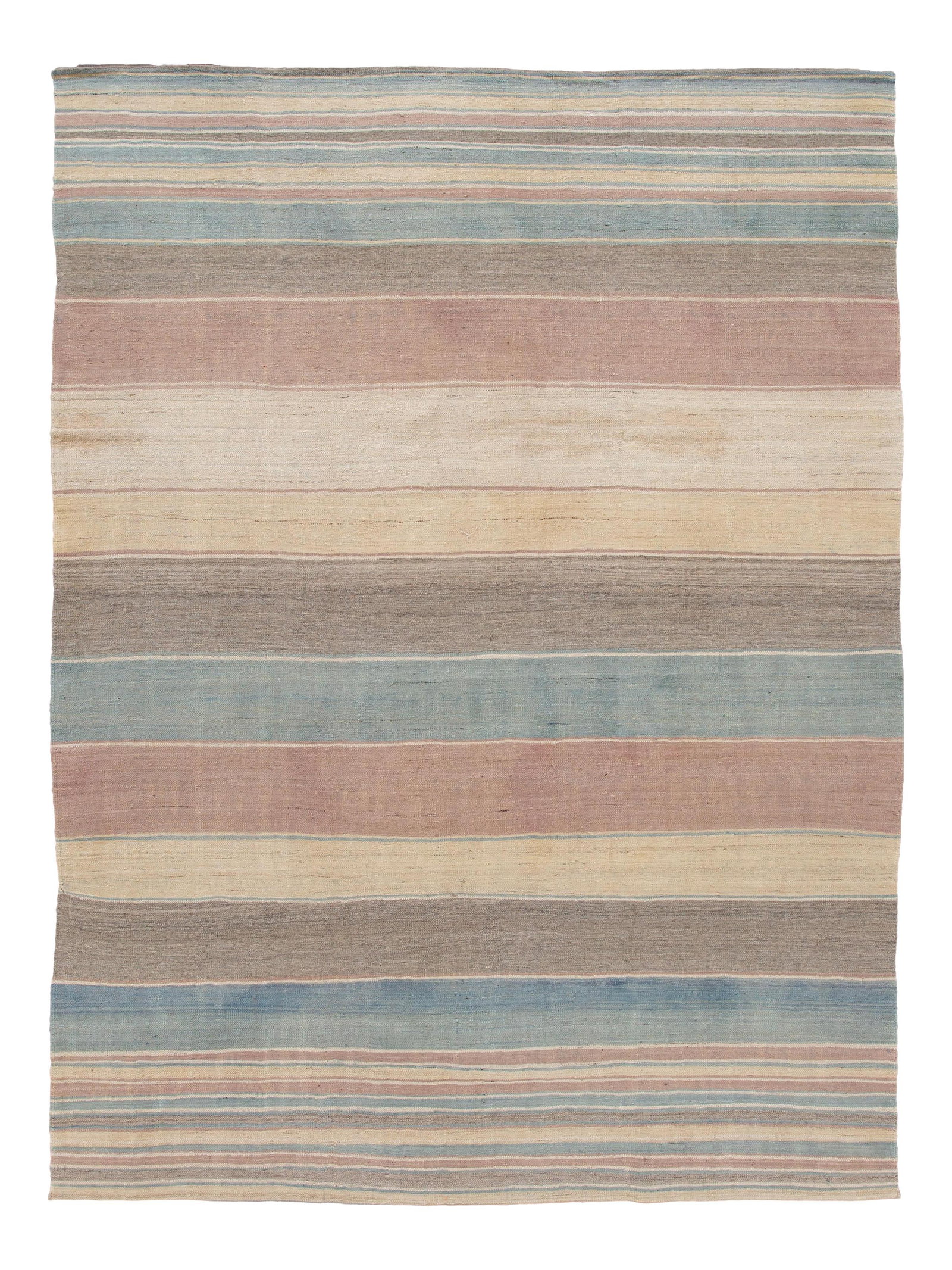 Vibrant Hand-Knotted Wool Kilim Rug 8'10 x 11'9 Modern Stripe (1 of 10)