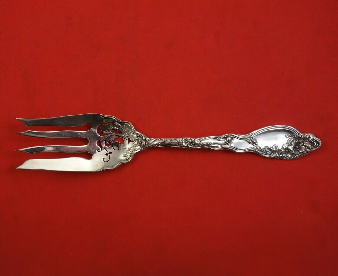 International Sterling Silver Mille Fleurs Cold Meat Fork 8 5/8" (1 of 3)