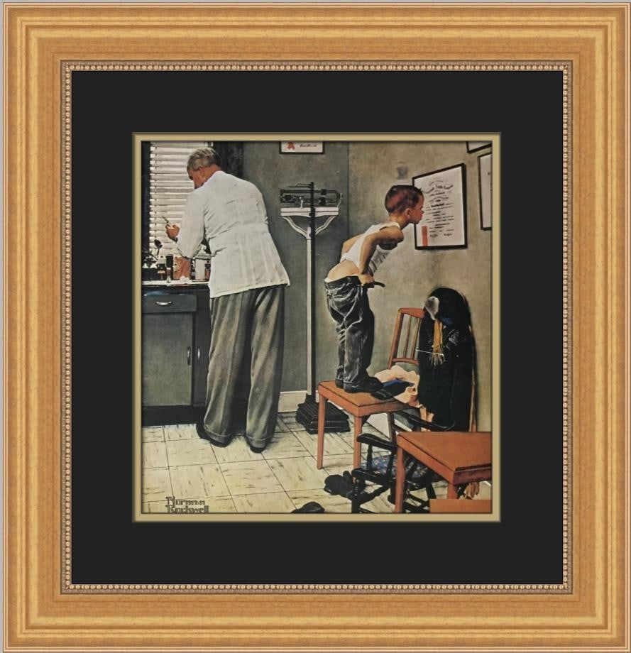 Norman Rockwell Doctor's Office Custom Framed Print 1975 Americana Art (1 of 2)