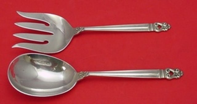 Royal Danish International Sterling Silver Salad Serving Set 2pc 9 1/4 inch (1 of 2)
