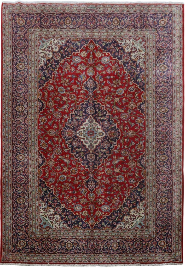 8' x 12' Red Persian Signed Kashan Rug Handcrafted Silk-like Pile (1 of 6)