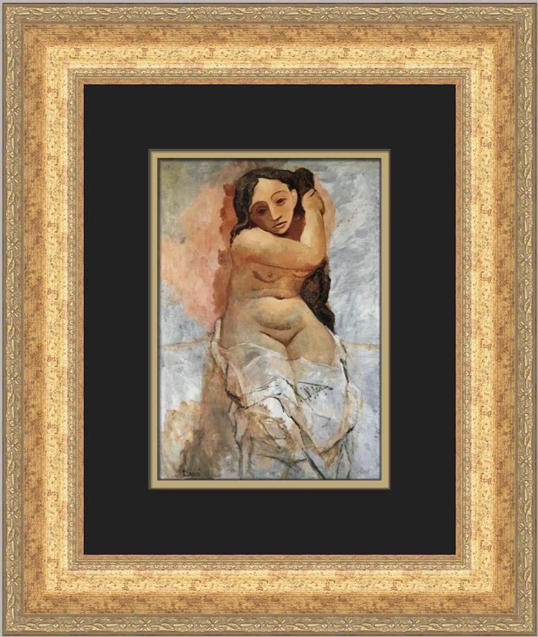 Pablo Picasso Portrait of Fernande Plaiting Her Hair Custom Framed Print: Pablo Picasso Portrait of Fernande Plaiting Her Hair Custom Framed Print This stunning custom framed print features Pablo Picasso's "Portrait of Fernande Plaiting Her Hair," a captivating representati