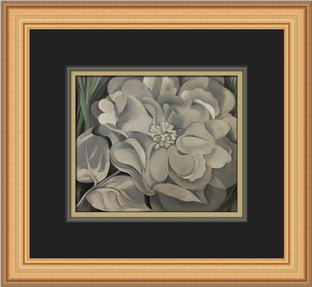 Georgia O'Keeffe White Calico Flower Custom Framed Print 13x11 Landscape Art: Georgia O'Keeffe White Calico Flower Custom Framed Print 13x11 Landscape Art This exquisite custom framed print features Georgia O'Keeffe's iconic artwork titled "White Calico Flower." Created in 1981