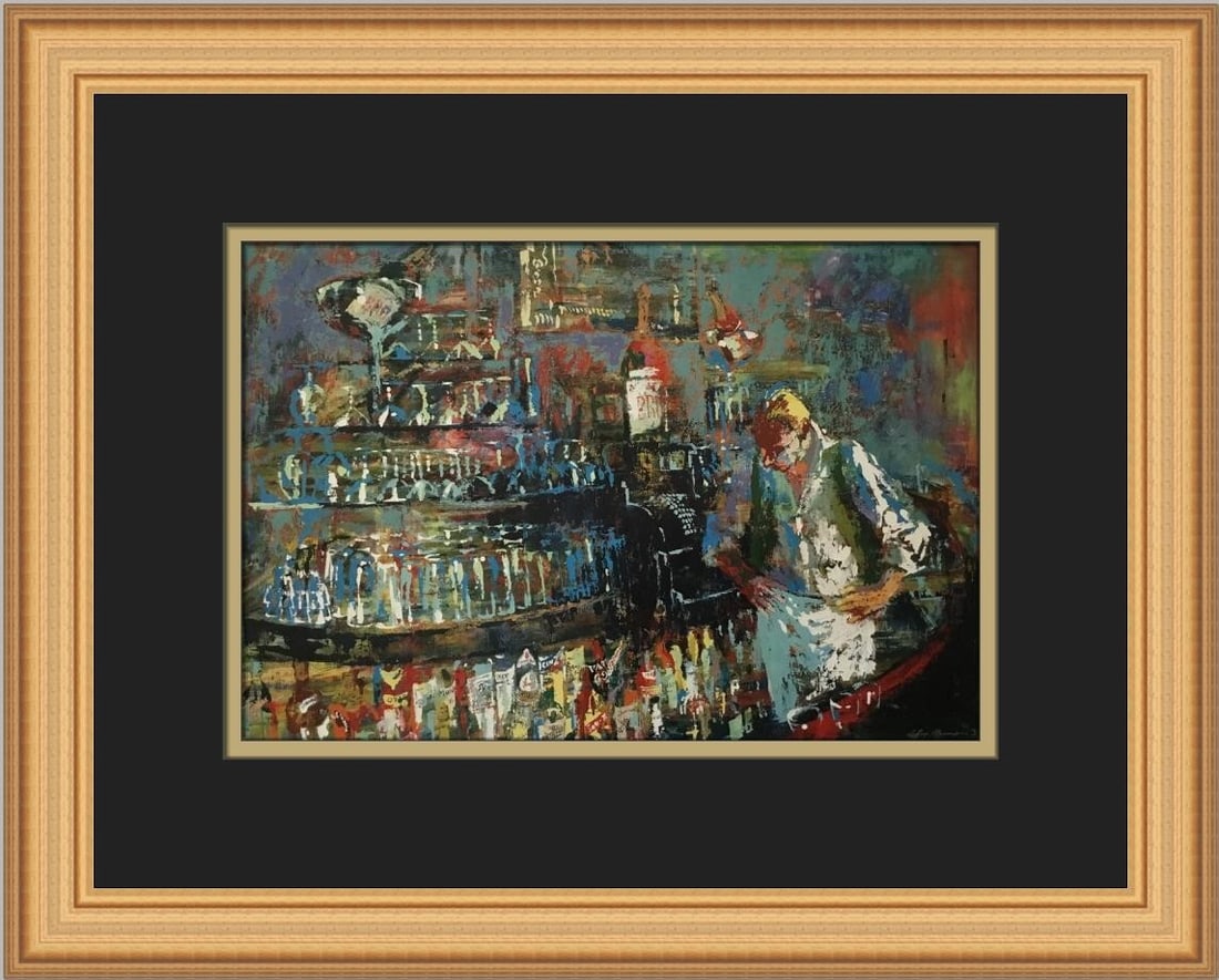 LeRoy Neiman The Mixologist Custom Framed Expressionism Art Print: LeRoy Neiman The Mixologist Custom Framed Expressionism Art Print Enhance your collection with this exquisite custom framed print titled "The Mixologist" by renowned artist LeRoy Neiman. Measuring 16