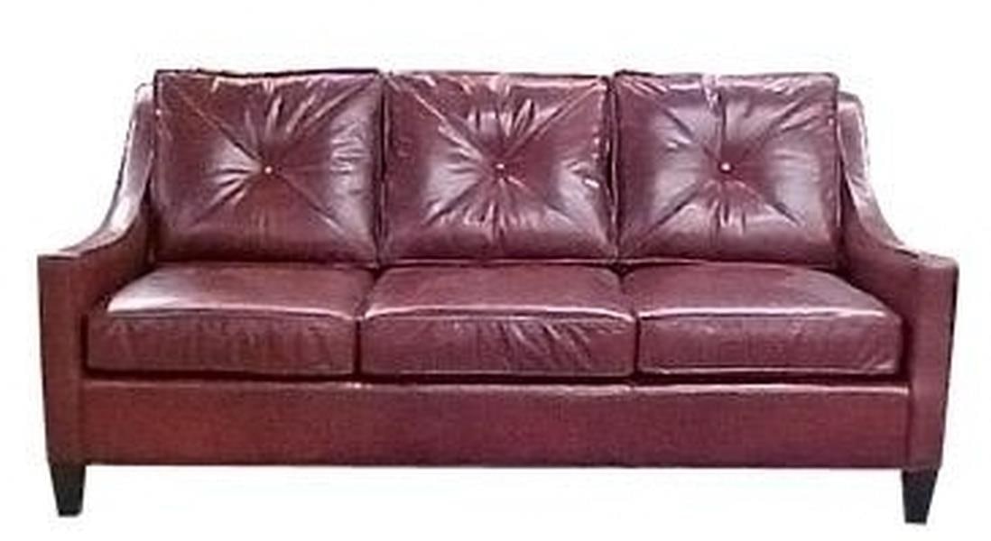 Hand-Crafted Oxblood Red Leather Sofa American Classical Style: Hand-Crafted Oxblood Red Leather Sofa American Classical Style This elegant oxblood red leather sofa adds a touch of sophistication to any living space. Hand-crafted in the USA, it features removable