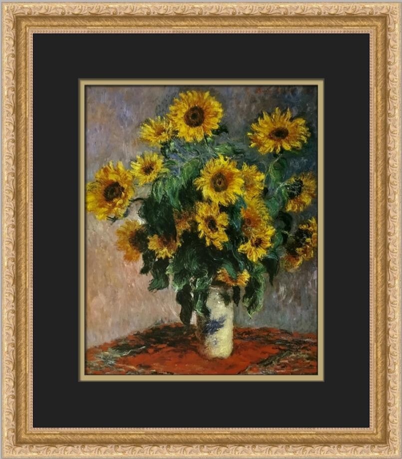 Claude Monet Sunflowers Custom Framed Print 17x15 Impressionism Art: Claude Monet Sunflowers Custom Framed Print 17x15 Impressionism Art Capture the beauty of Claude Monet's "Sunflowers" with this custom framed print. Measuring 17 in. by 15 in., this medium-sized artwo
