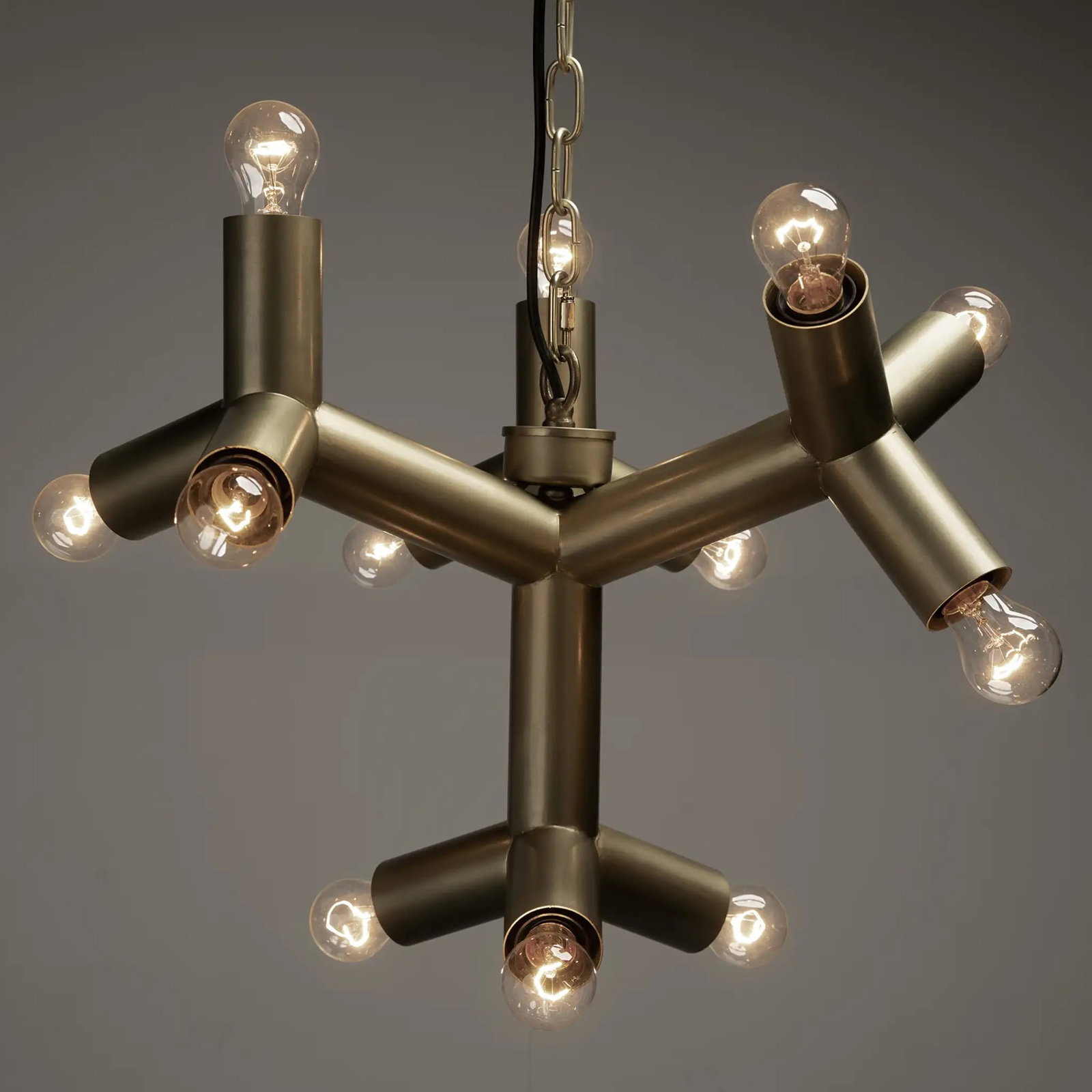 Noir Snow Flake Mid-Century Modern Chandelier in Brass (1 of 6)