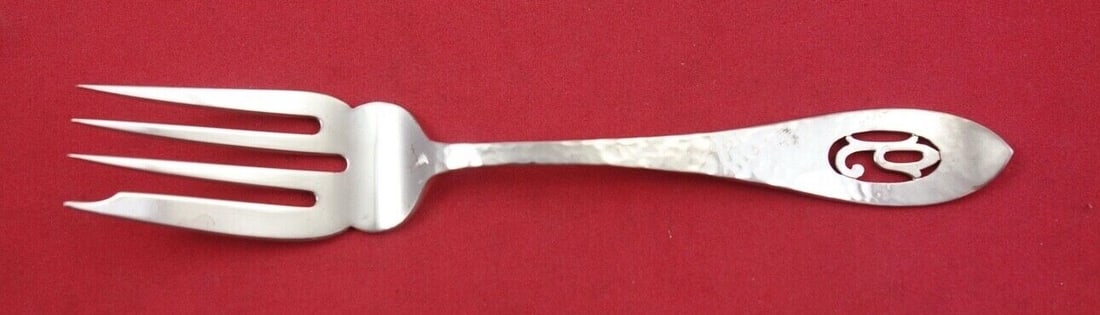 Shreve Antique Hammered Sterling Silver Salad Fork with Monogram P 6 Inch (1 of 2)