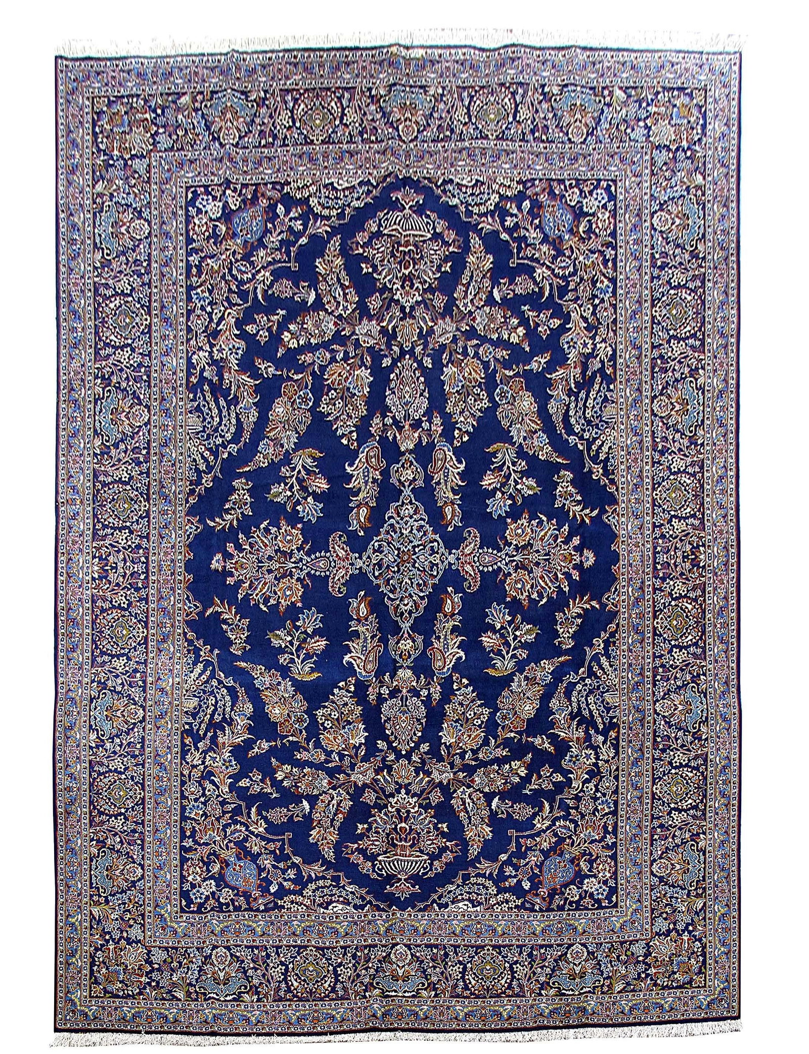 Handcrafted Navy Blue Persian Kashan Rug 10'11 x 15'6 Wool (1 of 6)