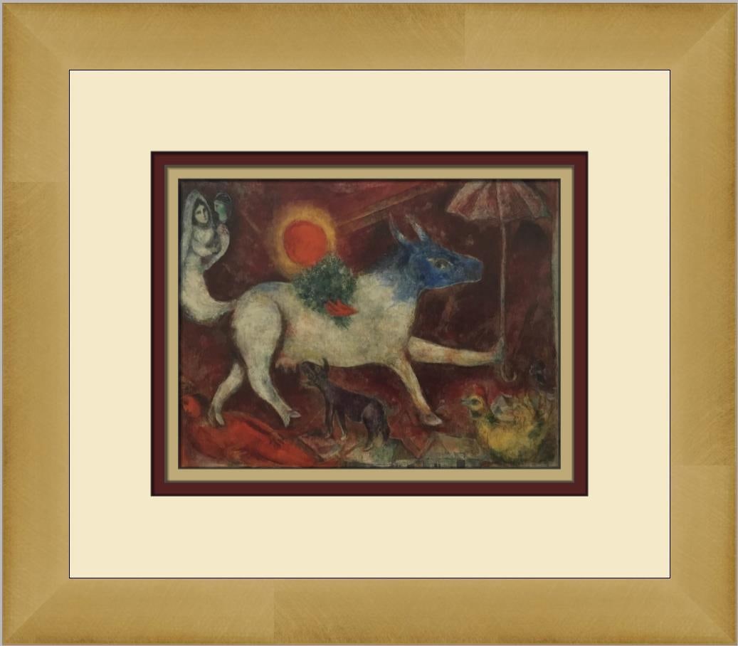 Marc Chagall Cow with Parasol Custom Framed Lithograph Art Print (1 of 2)