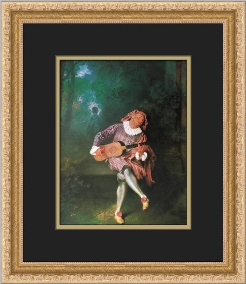 Antoine Watteau Mezzelin Custom Framed Art Print 15 x 13: Antoine Watteau Mezzelin Custom Framed Art Print 15 x 13 This exquisite custom framed print features the artwork "Mezzelin" by the renowned artist Antoine Watteau. Measuring 15 in height and 13 in wid