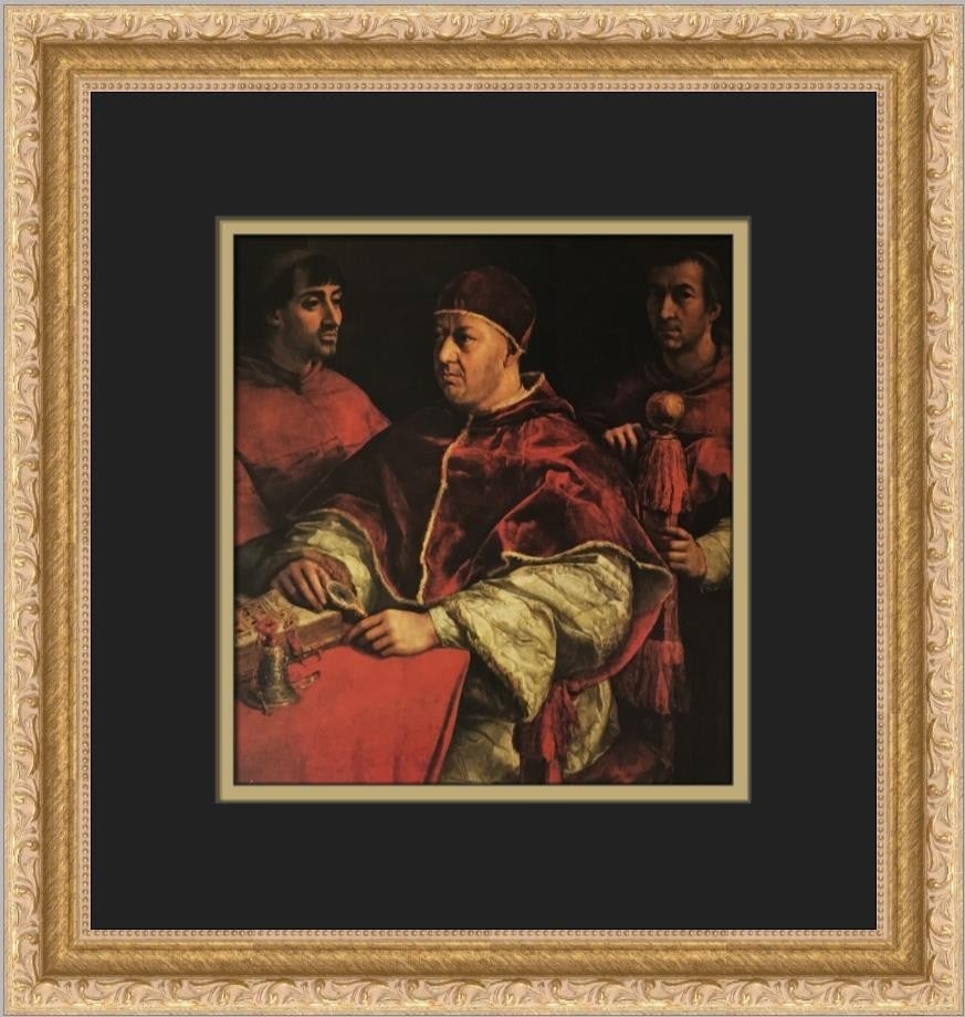 Raphael Leo X Custom Framed Art Print 14x14 Landscape: Raphael Leo X Custom Framed Art Print 14x14 Landscape This stunning custom framed print features the artwork "Leo X" by the renowned artist Raphael. Measuring 14 inches by 14 inches, this piece is bea