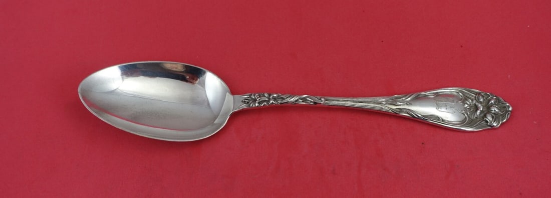Lunt Narcissus Sterling Silver Serving Spoon 8 3/8 inches Monogrammed (1 of 2)