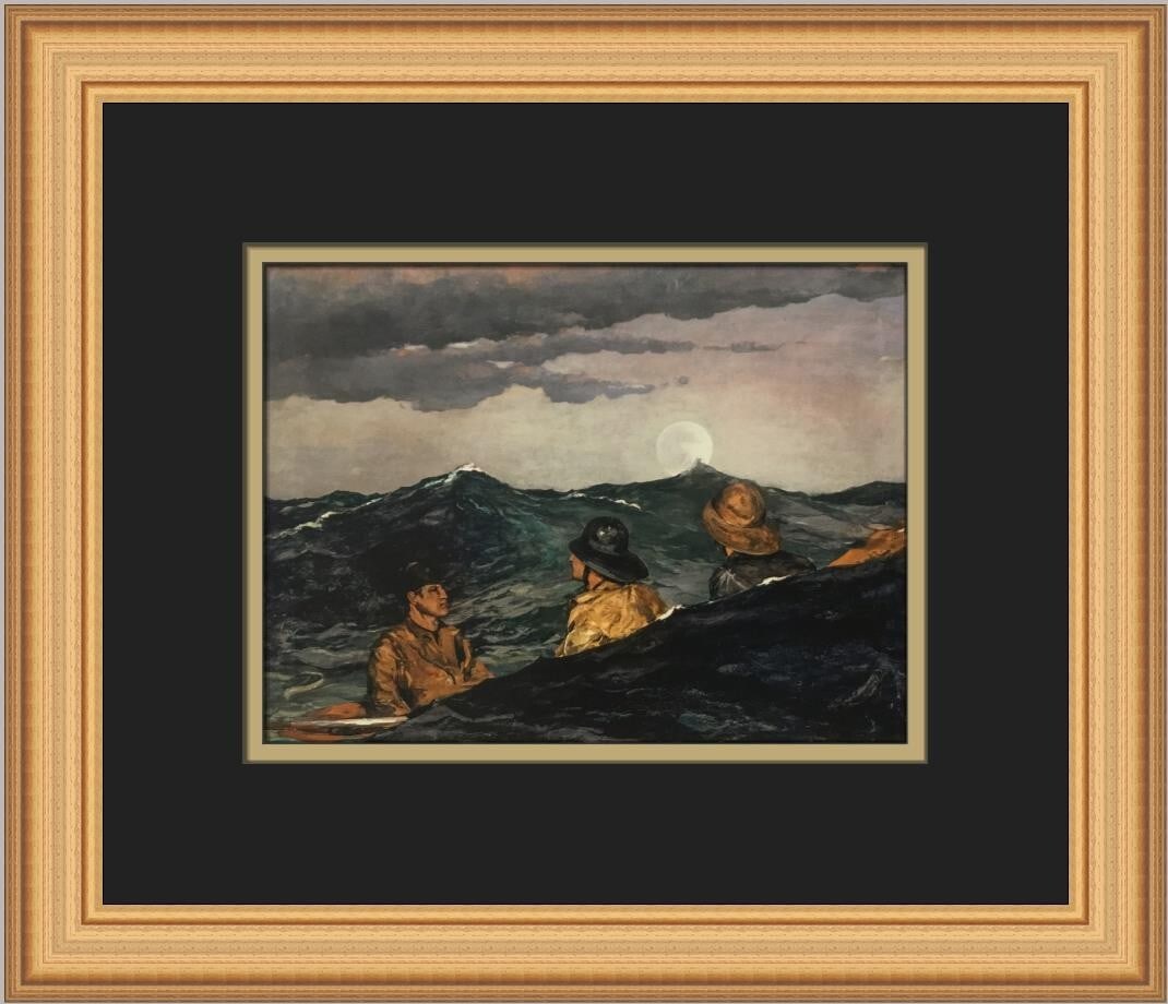 Winslow Homer Kissing the Moon 1991 Custom Framed Print Expressionist Art: Winslow Homer Kissing the Moon 1991 Custom Framed Print Expressionist Art This custom framed print titled "Kissing the Moon" by Winslow Homer captures the essence of Expressionism and Impressionism. M