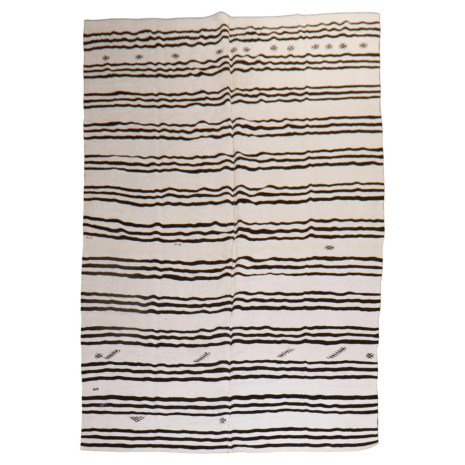 Mid-20th Century Hand-Knotted Turkish Kilim in Ivory and Black (1 of 10)