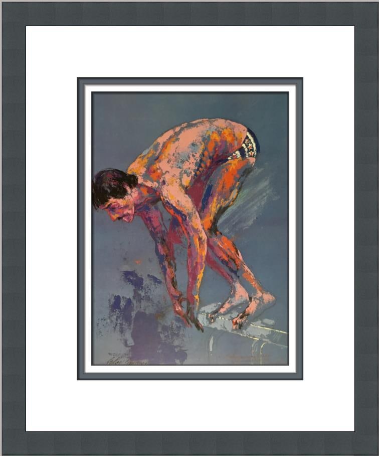 LeRoy Neiman Mark Spitz Custom Framed Art Print 1995 (1 of 2)