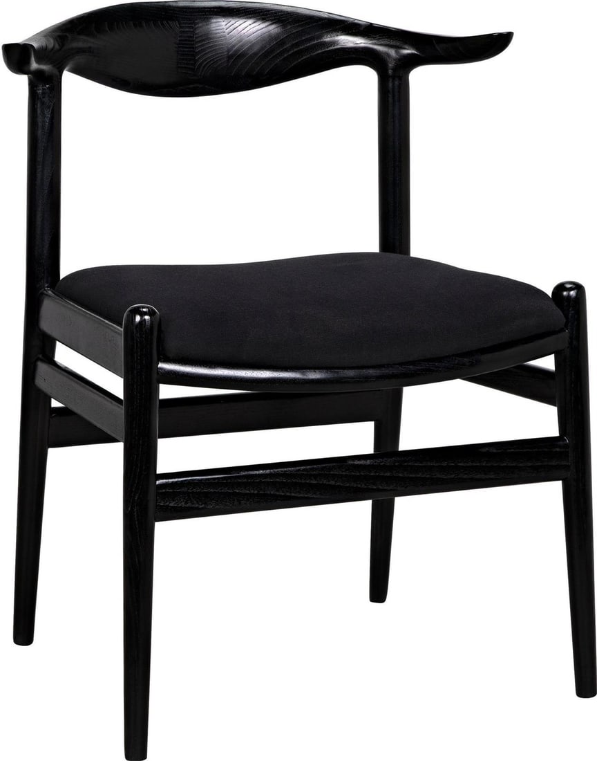 Boone Chair by Noir Black Charcoal Cotton Mindi Sungkai: Boone Chair by Noir Black Charcoal Cotton Mindi Sungkai Introducing the Boone Chair, where comfort meets tradition in a stunning design. This chair features a sleek black charcoal finish and is expert